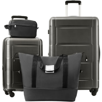 Juego de 2 maletas con ruedas giratorias extensibles, maleta ligera de ABS con cerradura TSA de 20"/28"