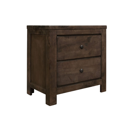 Verna - Mesita de noche de 2 cajones - Marrón