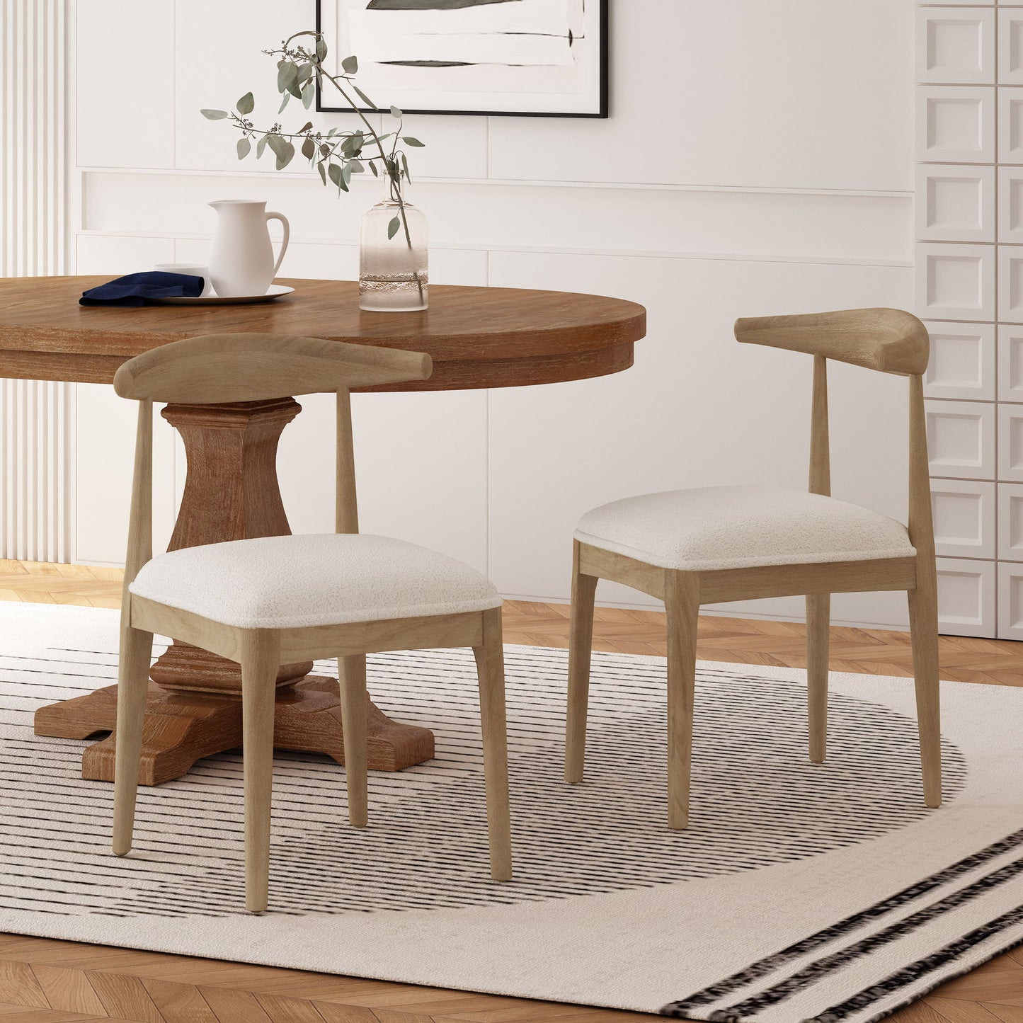 Mid Century Modern Dining Chair Set With Upholstered Seating