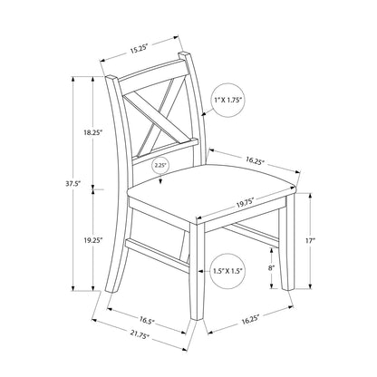 Silla de comedor lateral tapizada, estilo transicional (juego de 2)
