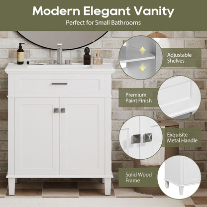 Mueble de baño con lavabo de cerámica, puerta de cierre suave y estantes ajustables