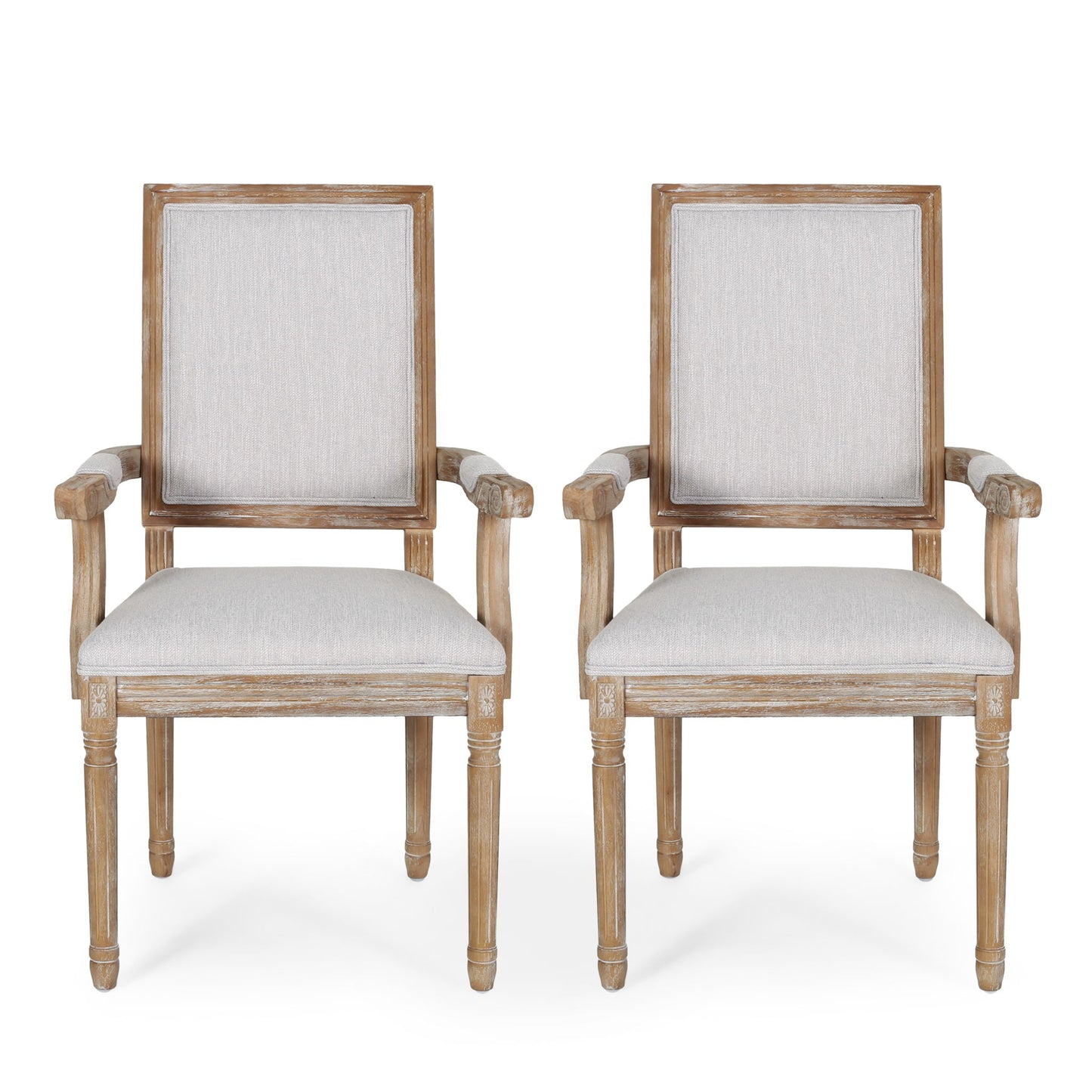 French Country Style Upholstered Dining Chair With Square Backrest
