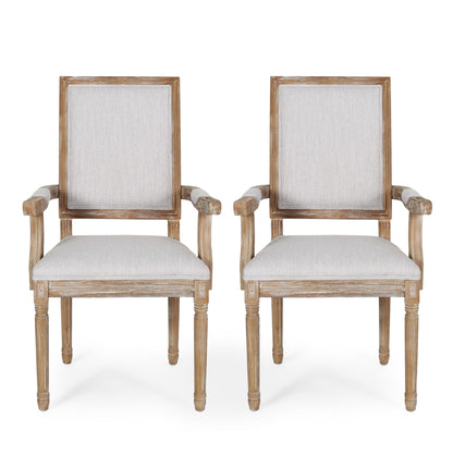 French Country Style Upholstered Dining Chair With Square Backrest