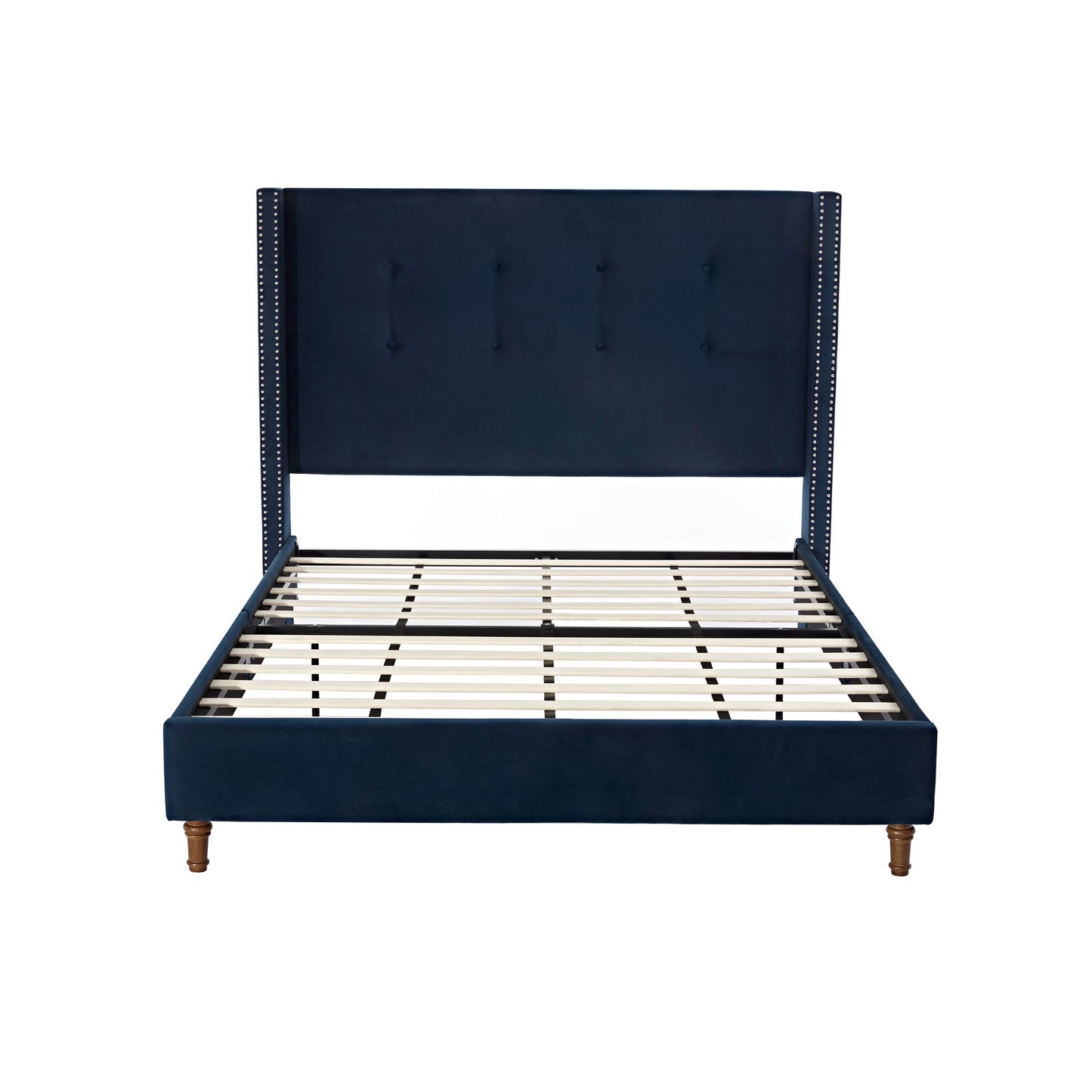 Peyton - Cama tapizada con cabecera de 137 cm de alto y capitoné tradicional abotonado a mano