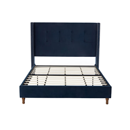 Peyton - Cama tapizada con cabecera de 137 cm de alto y capitoné tradicional abotonado a mano