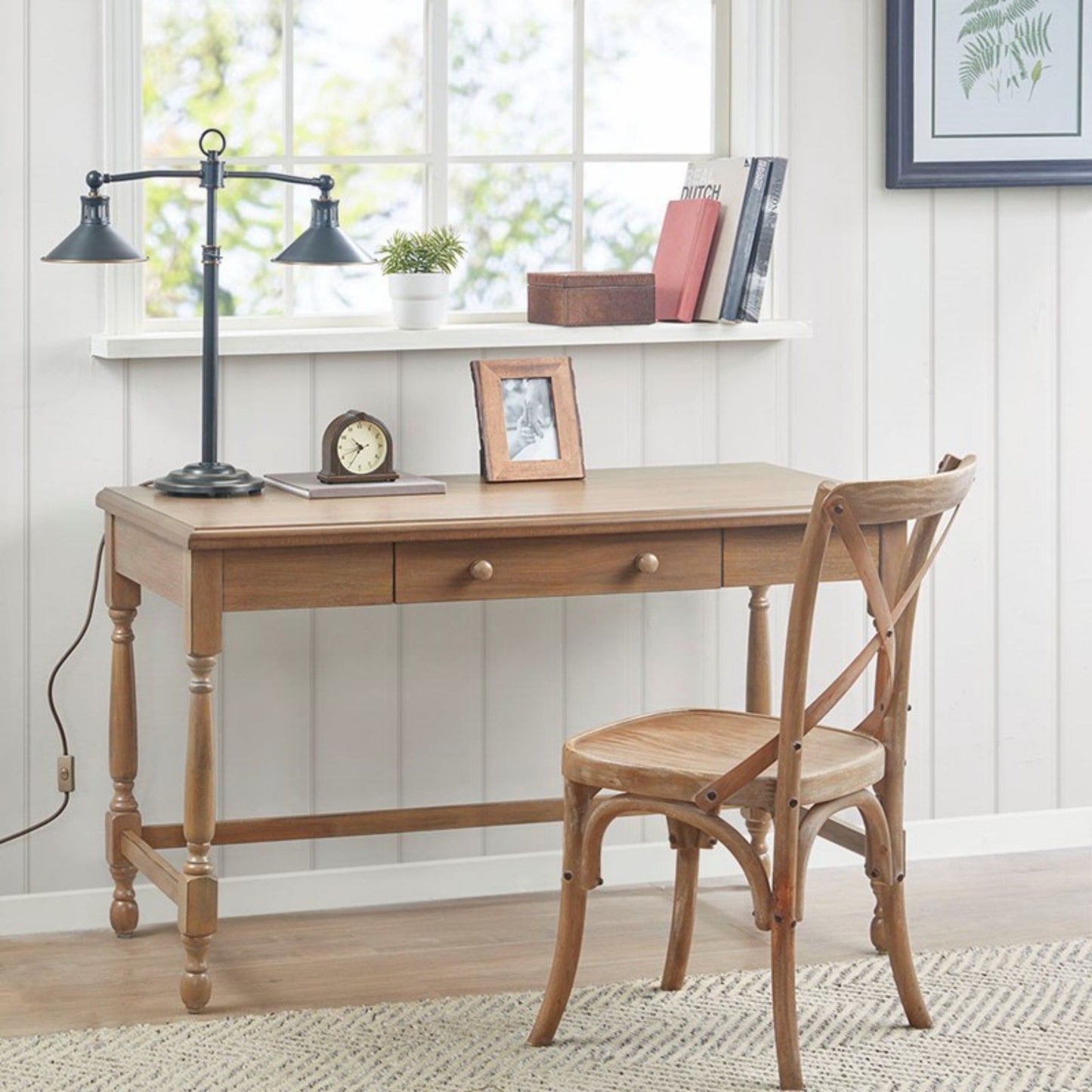 Tabitha - Desk With Drawer And Turned Legs - Natural