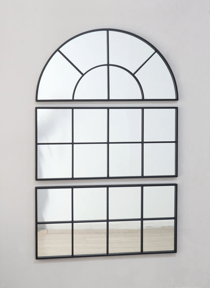 Espejo de pared grande arqueado con 3 secciones separadas - Negro