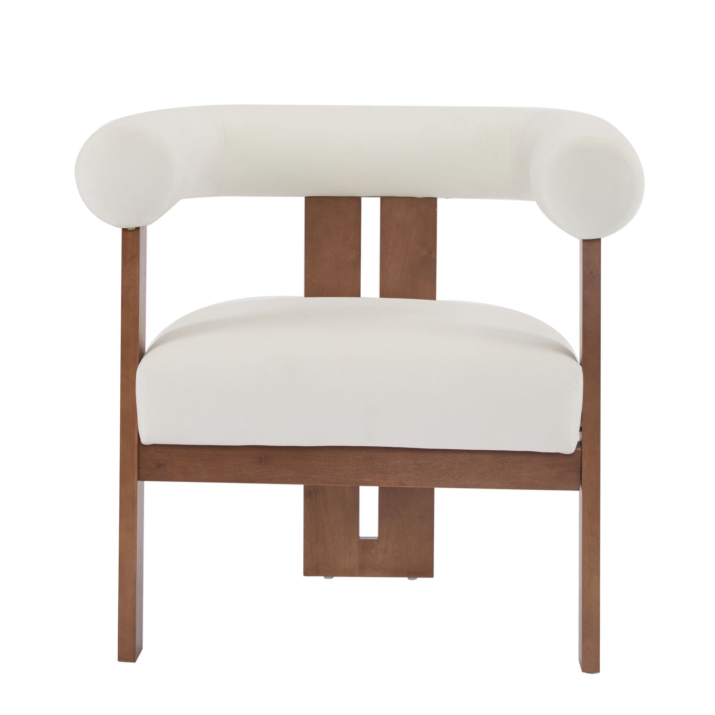 Modern Upholstered Round Arm Accent Chair With Upholstery