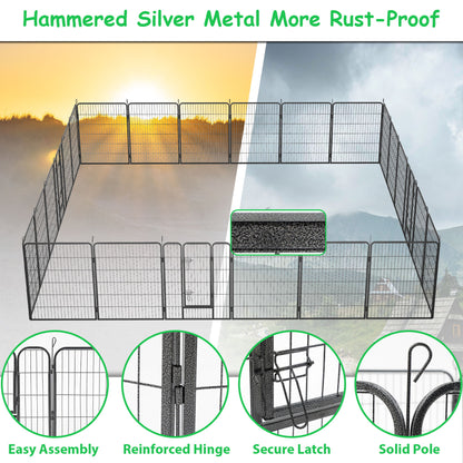 Corrales para perros de exterior con paneles plegables de altura, parque de juegos portátil de metal resistente para perros, cerca antioxidante para ejercicios en interiores con puertas para mascotas, corral de juegos para RV, patio de camping