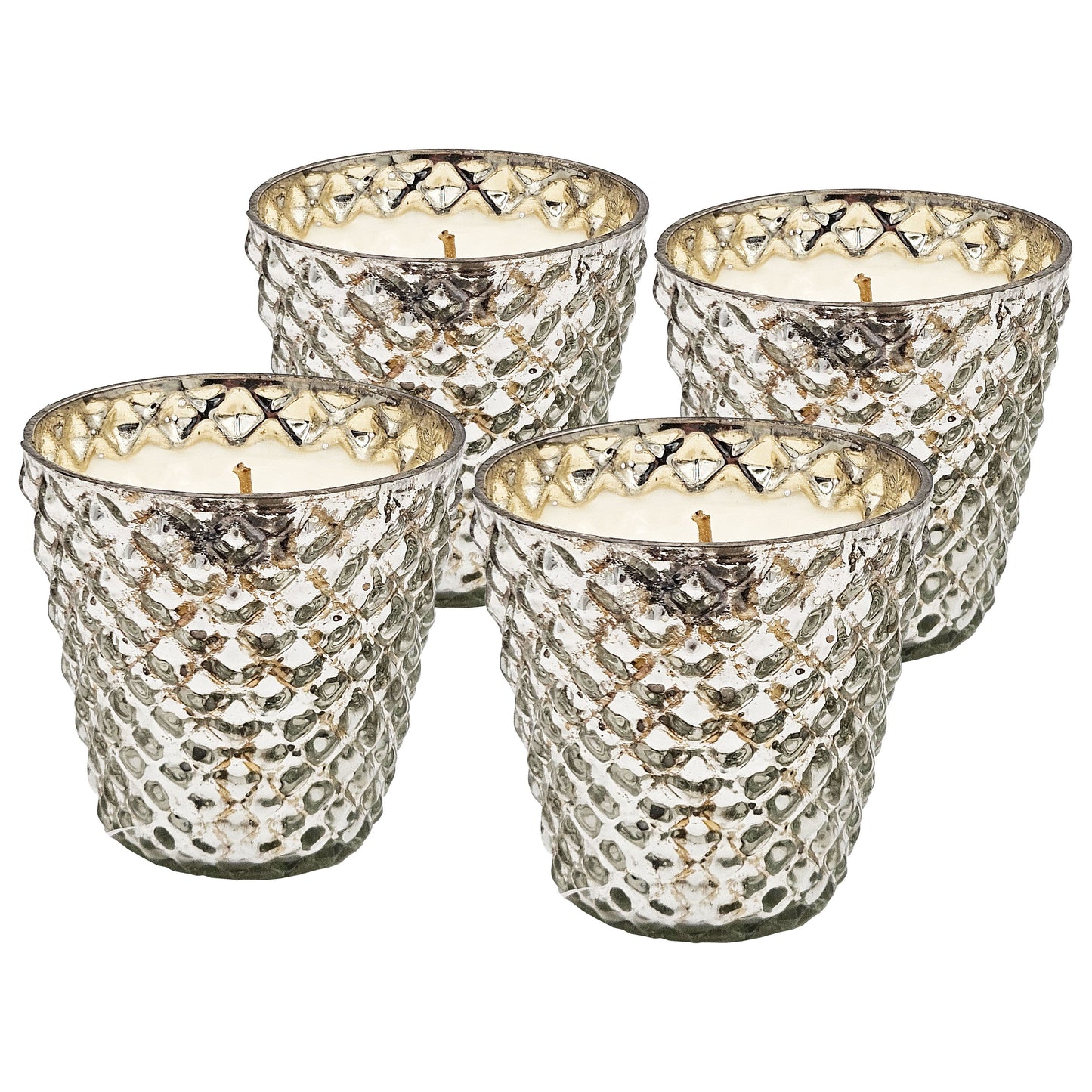 Vela de cera de soja perfumada en vaso (juego de 4) - Plateada