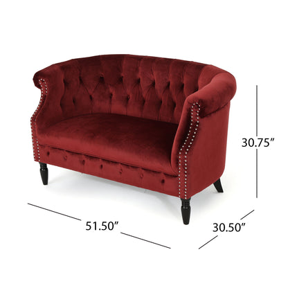 Antique Chesterfield Style Loveseat With Button Tufting