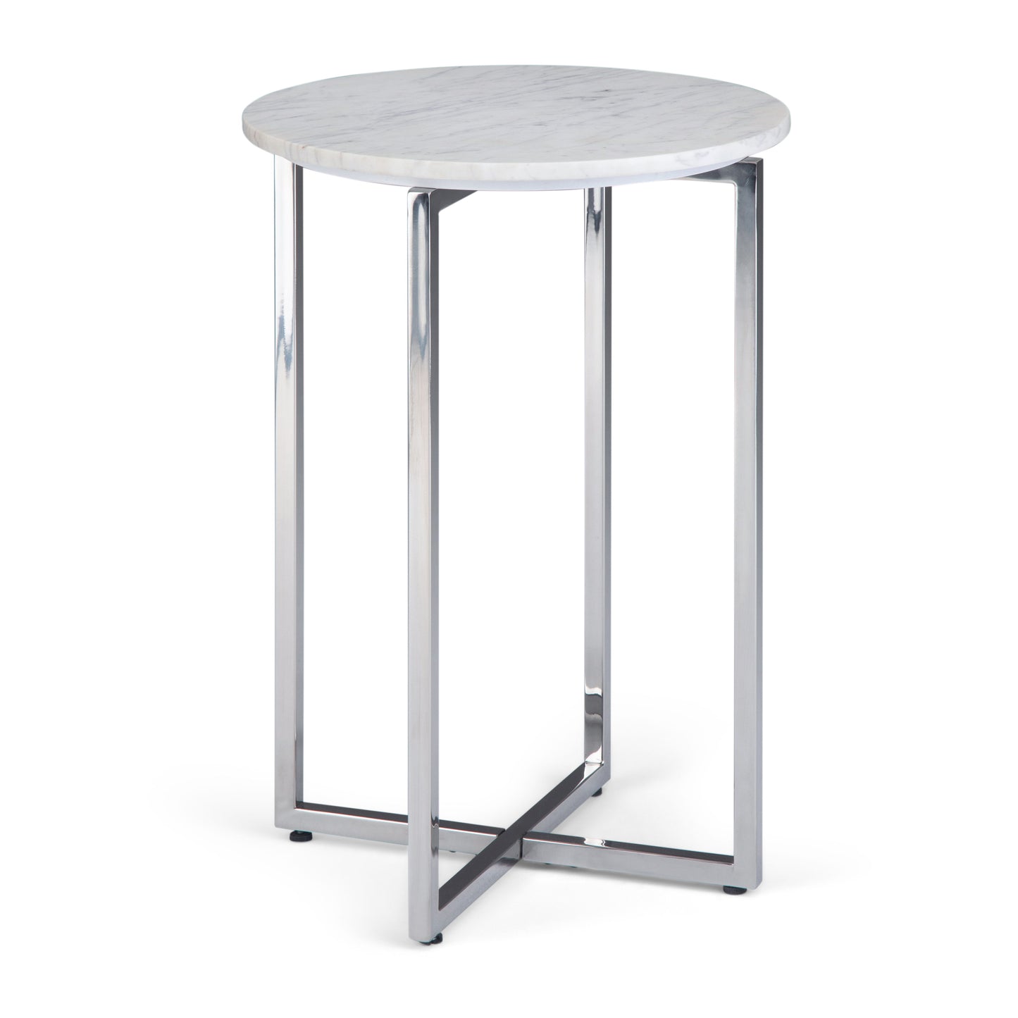 Marsden - Mesa auxiliar con base de acero inoxidable pulido - Blanco/Plateado