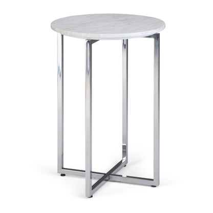 Marsden - Mesa auxiliar con base de acero inoxidable pulido - Blanco/Plateado