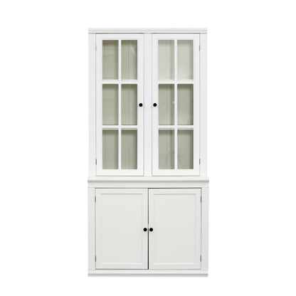 Retro Style Hutch Cabinet With Glass Door, China Cabinet For Home