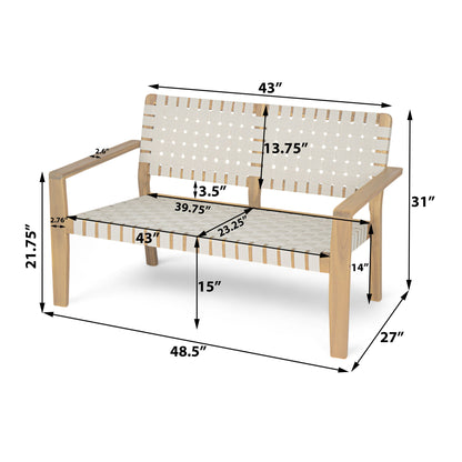 Woven Rope Outdoor Deep Seating Porch Loveseat For Garden