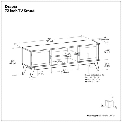 Draper - Mueble para TV bajo de mediados de siglo, hecho a mano