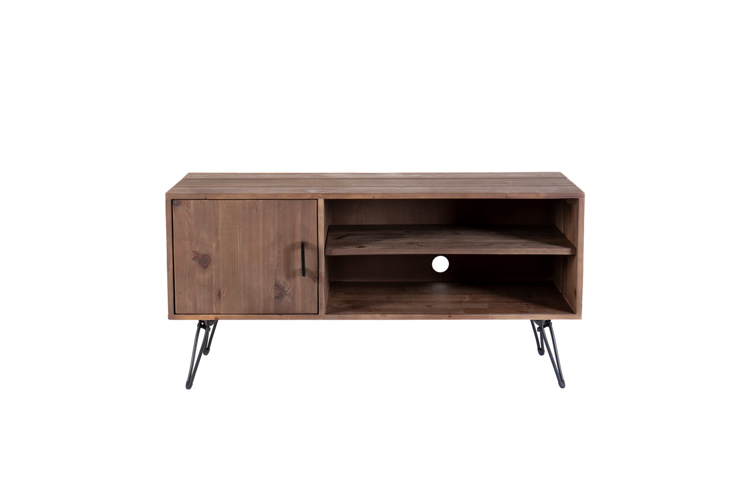 Mesa de TV sencilla, moderna y vintage de madera recuperada para sala de estar - Natural
