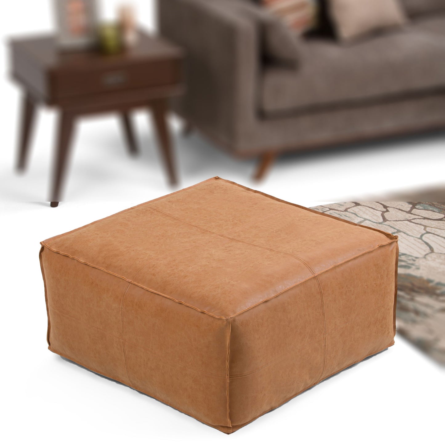 Brody - Puf cuadrado grande para mesa de centro