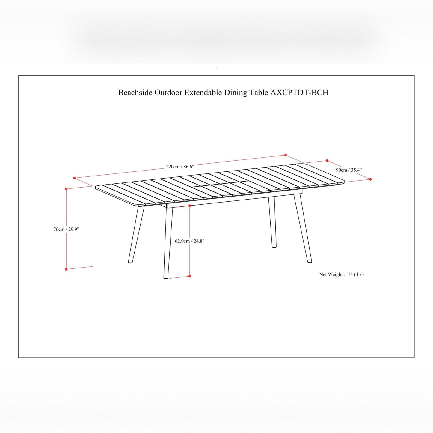 Mesa de comedor extensible para exteriores Beachside - Teca clara