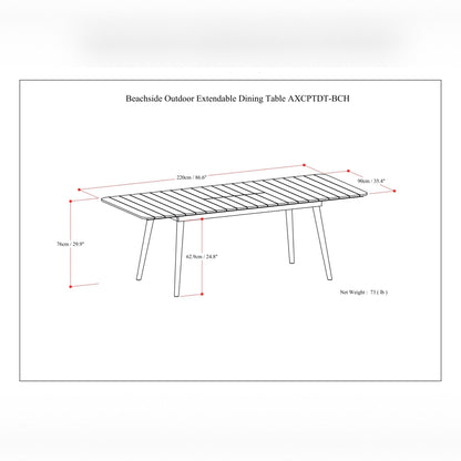 Mesa de comedor extensible para exteriores Beachside - Teca clara