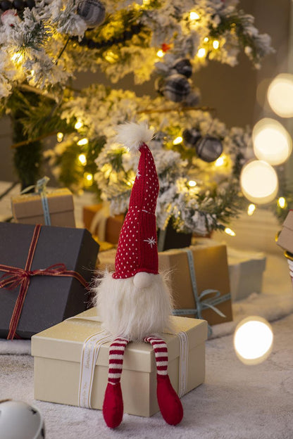 Adornos navideños de gnomos, adornos navideños para el hogar, regalos para fiestas (juego de 2) - Blanco/Rojo