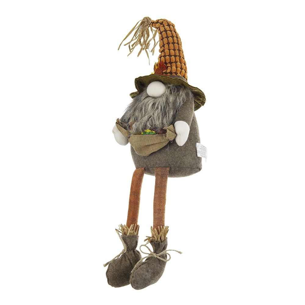 Gnomo sentado con hoja de arce, ideal para decorar mesas en el Festival de la Cosecha, el Festival de Otoño y el Día de Acción de Gracias (juego de 2) - Naranja y multicolor
