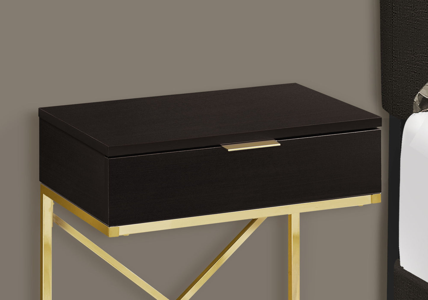 Mesa auxiliar con cajón, amplia superficie, contemporánea y moderna.