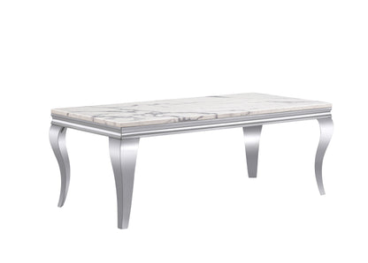Marble Printed Rectangular Table, Stainless Steel Legs