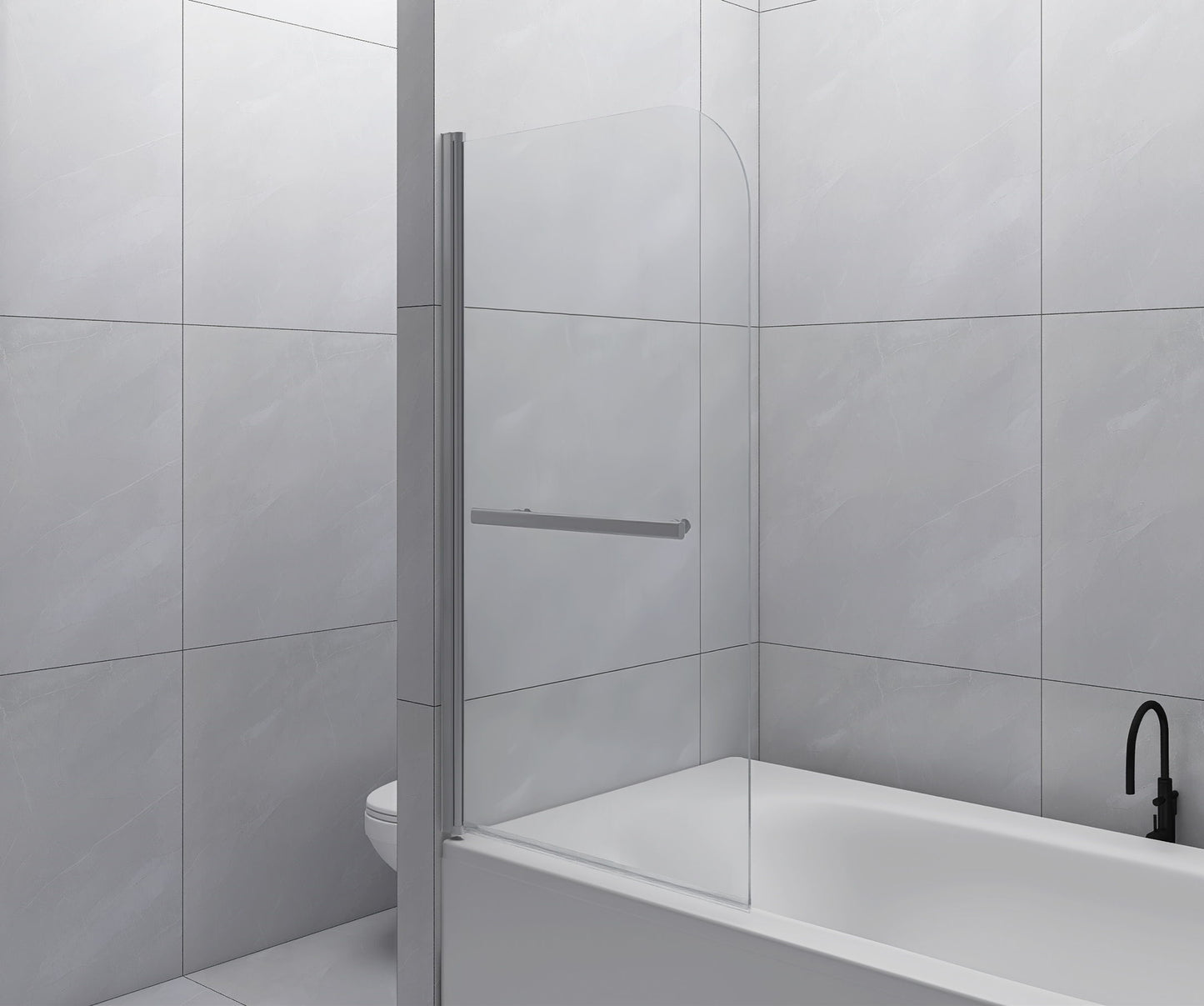 Mampara de bañera sin marco, puerta de ducha, panel de ducha de vidrio templado - Transparente
