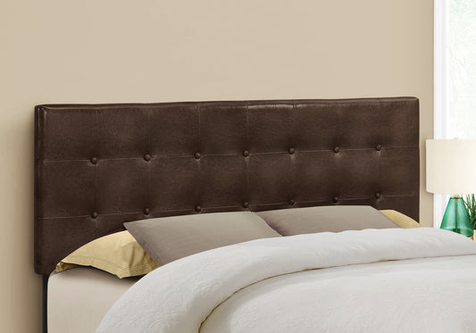Cabecera de cama tamaño queen, tapizada, estilo transicional - Marrón
