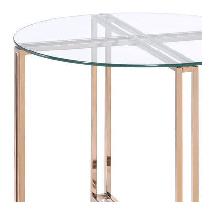 Veises - Mesa auxiliar con tapa de cristal transparente - Champán