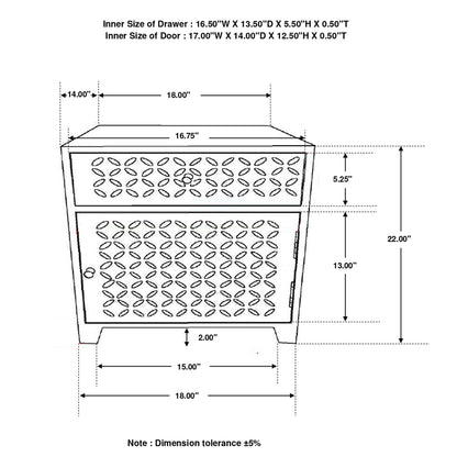 1 Door Accent Cabinet With Drawer - Beige