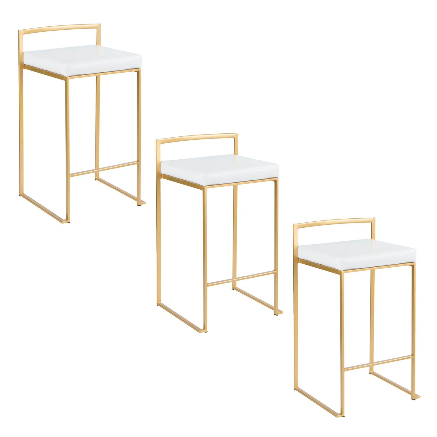 Taburete de bar Fuji de diseño contemporáneo y glamuroso (juego de 2)