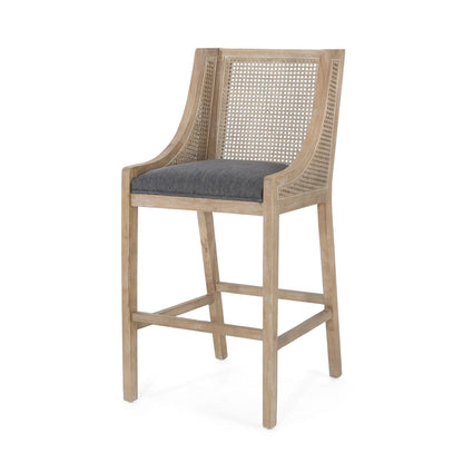 Celestiality - Upholstered Barstool With Cane Webbing Backrest (Set of 2)