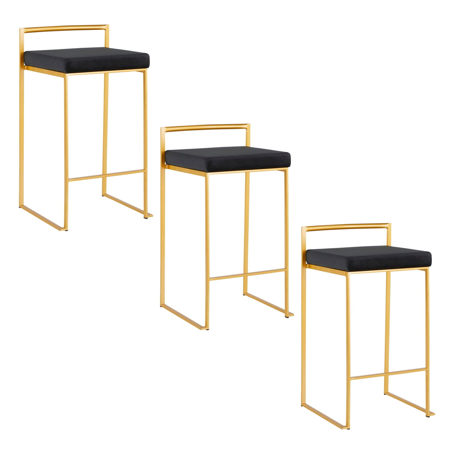 Taburete de bar Fuji de diseño contemporáneo y glamuroso (juego de 2)