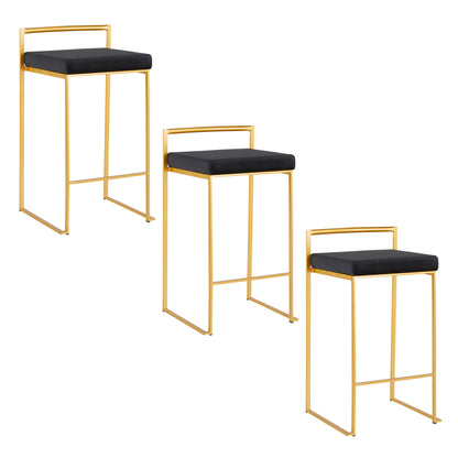 Taburete de bar Fuji de diseño contemporáneo y glamuroso (juego de 2)