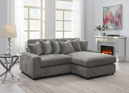 Tavia - Sofá seccional reversible con 6 cojines - Gris