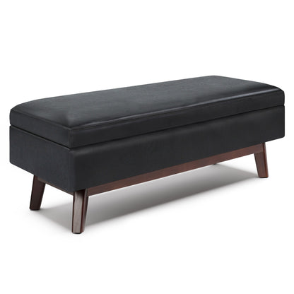 Owen - Otomana rectangular con espacio de almacenamiento - Negro medianoche