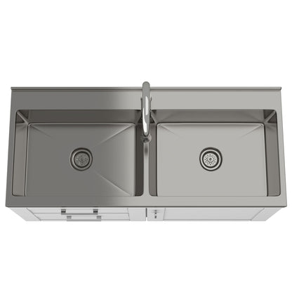 Mueble de lavandería moderno y amplio Shaker con grifo y fregadero de acero inoxidable, color blanco