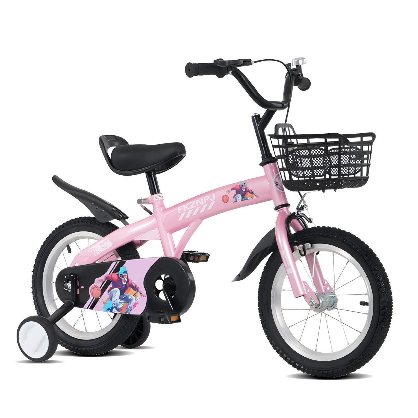 Fkznpj - Bicicleta deportiva para niños de 16" con ruedas de entrenamiento y soporte. Sillín ajustable. Ideal para niños y niñas de 4 a 8 años. Altura de 41 a 46". Disponible en varios colores.