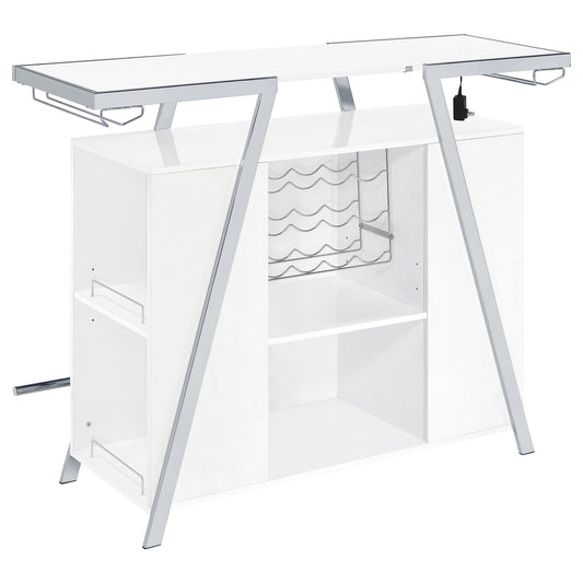 Katia - Wine Cabinet With LED Home Bar, 12 Bottle Storage - Gloss White