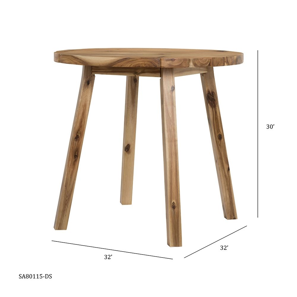 Mesa de comedor redonda de madera maciza - Madera natural/Marrón