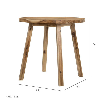 Mesa de comedor redonda de madera maciza - Madera natural/Marrón