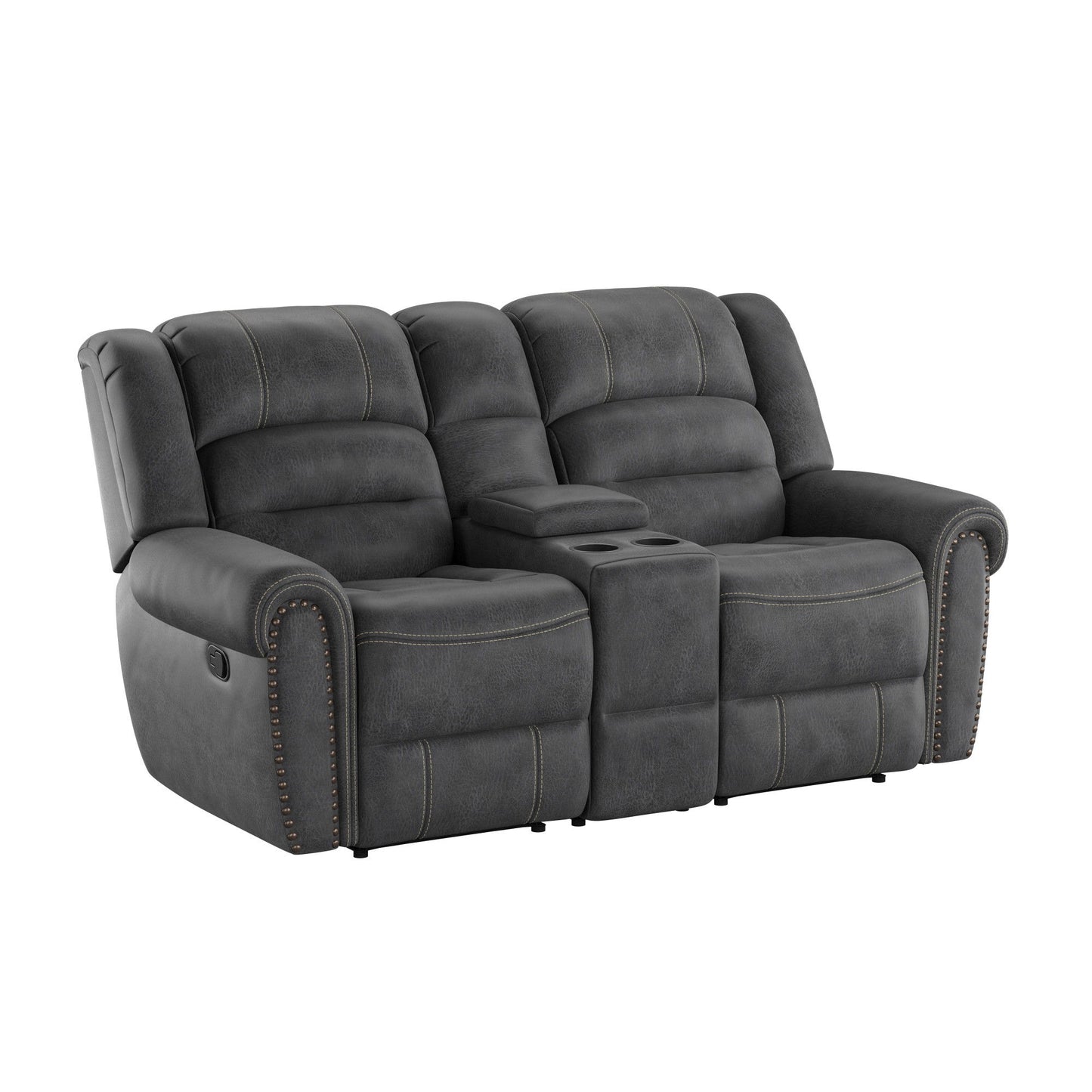 Reclining Console Loveseat - Gray