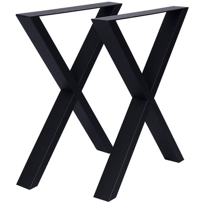Patas de mesa de metal de 28 x 24 pulgadas de ancho, resistentes, de acero, para escritorio, de comedor o de café (juego de 2), color negro