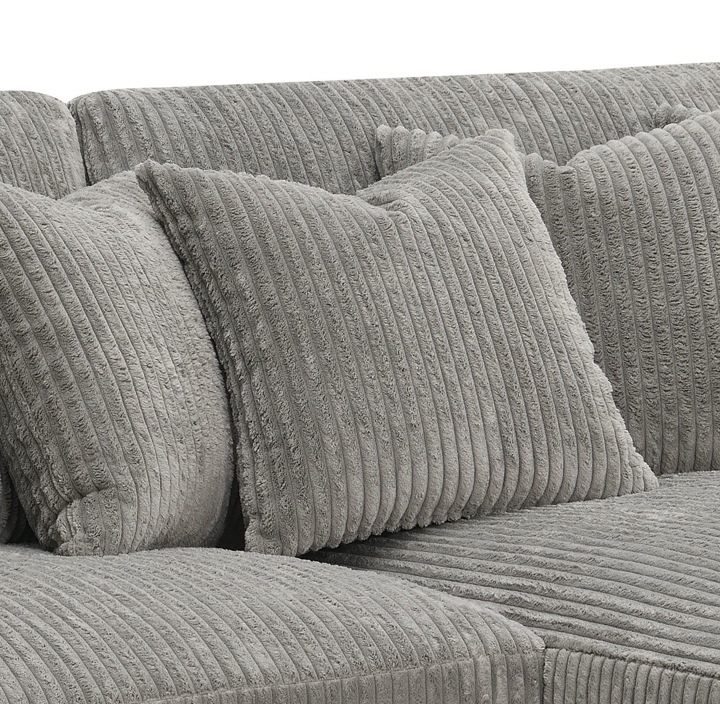 Tavia - Sofá seccional reversible con 6 cojines - Gris