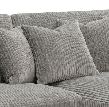 Tavia - Sofá seccional reversible con 6 cojines - Gris