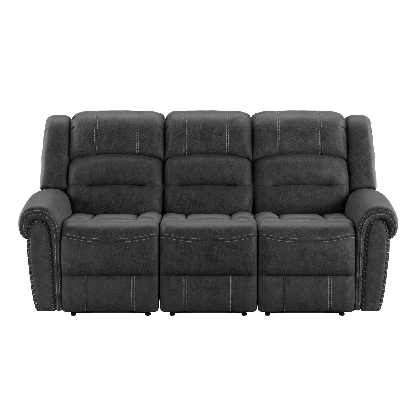 Reclining Sofa - Gray - Solid Wood