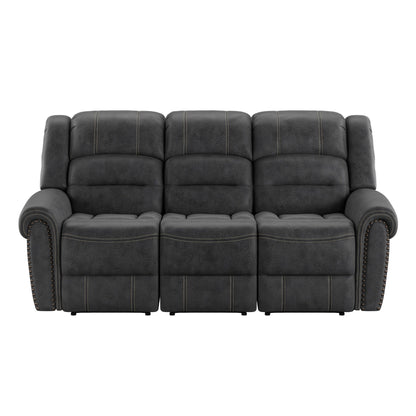 Reclining Sofa - Gray - Solid Wood