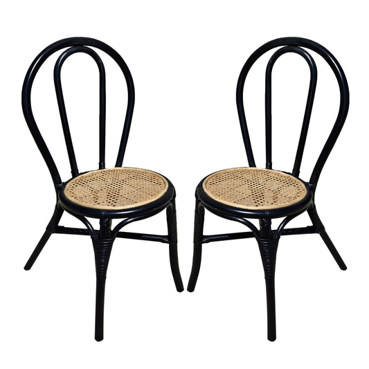 Sillas de comedor de ratán (juego de 2) - Negro multi